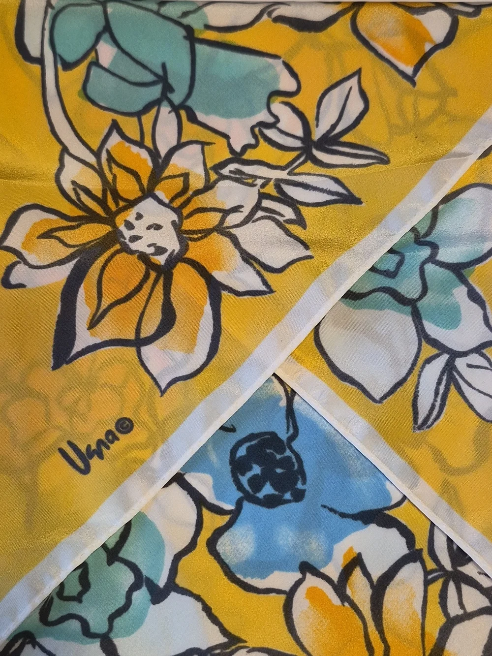 Vera Floral Silk Scarf in Yellow
